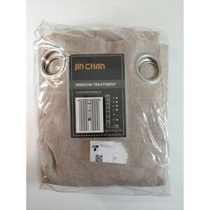 JIN CHAN Beige Tan 84"Grommet Curtain Panels Window Treatment Room Darkening